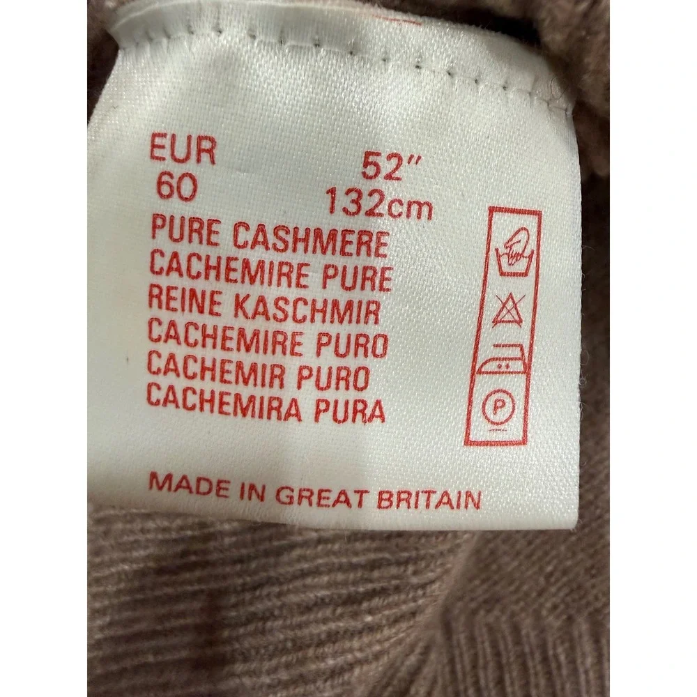 Alan Paine Mens 2XT Pure Cashmere V-Neck Sweater Tan Brown Made in Great Britain